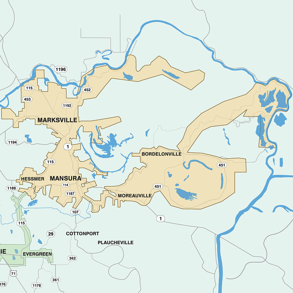 Marksville, Mansura, Hessmer sales area